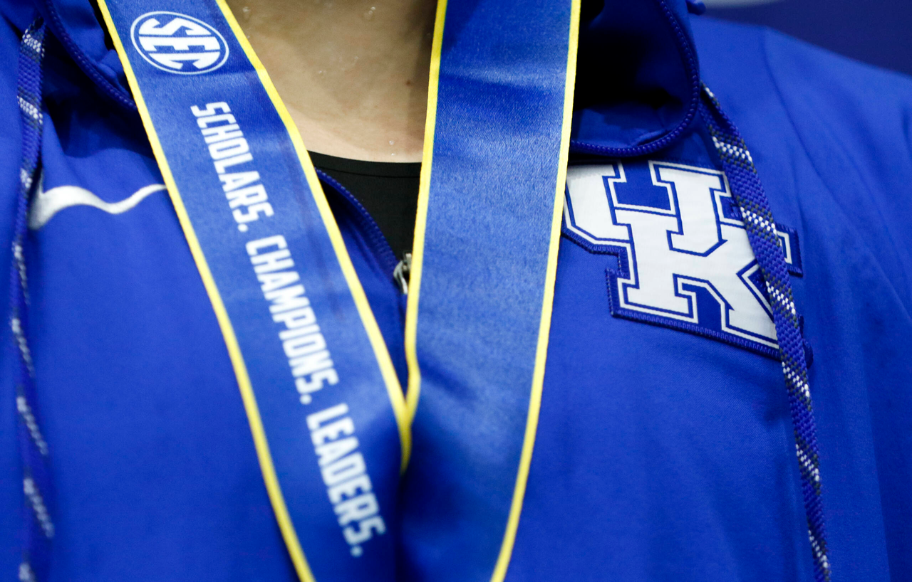 Photos from the afternoon portion of the final day of the 2019 SEC Swimming and Diving Championships in the Gabrielsen Natatorium at the University of Georgia in Athens, Ga., on Saturday, Feb. 23, 2019. (Casey Sykes)