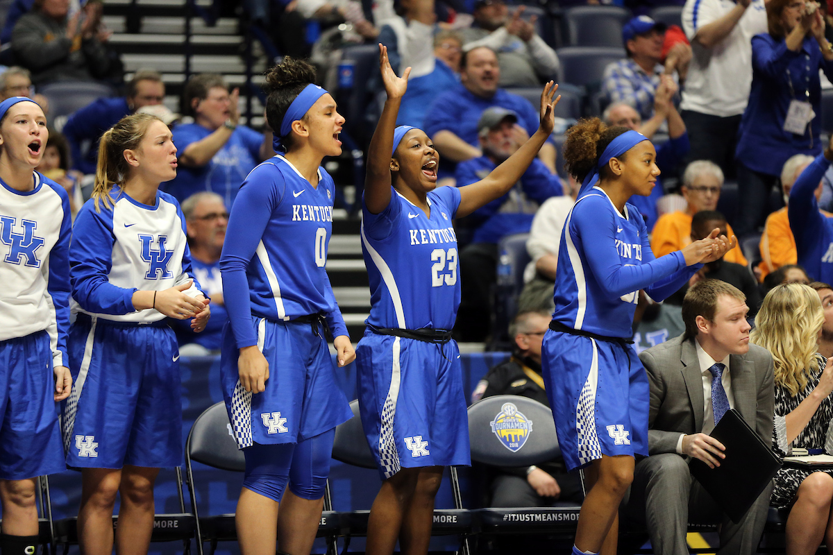 

The University of Kentucky women's basketball team beat Alabama in the SEC Tournament on Thursday, March 1, 2018 at Bridgestone Arena in Nashville, TN.

Photo by Britney Howard | UK Athletics 