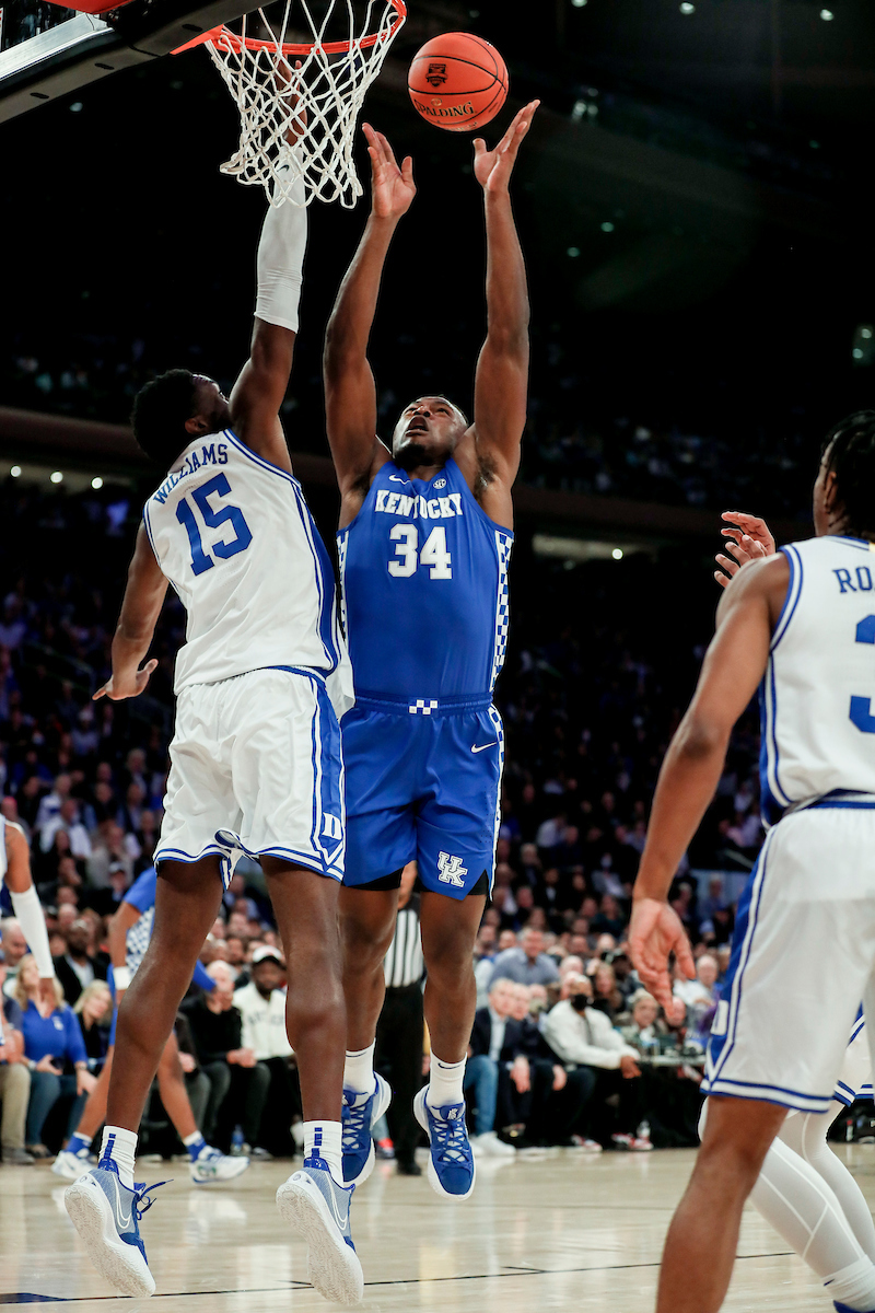 Oscar Tshiebwe.

Kentucky loses to Duke 79-71 in the Champions Classic at Madison Square Garden in New York on Nov. 9, 2021.

Photos by Chet White | UK Athletics