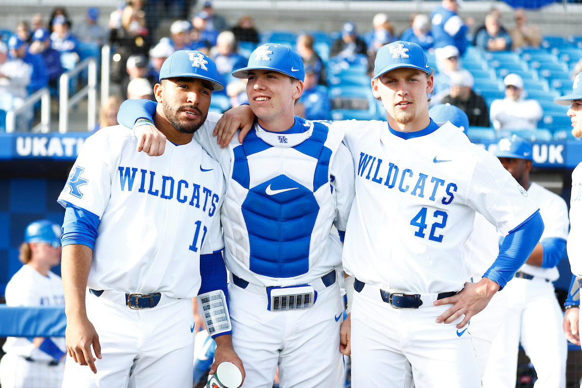 Alex Rodriguez. Tanner Holen. Elliott Curtis.Kentucky baseball defeated EKU 7-3 on opening day at Kentucky Proud Park.Photo by Chet White | UK Athletics