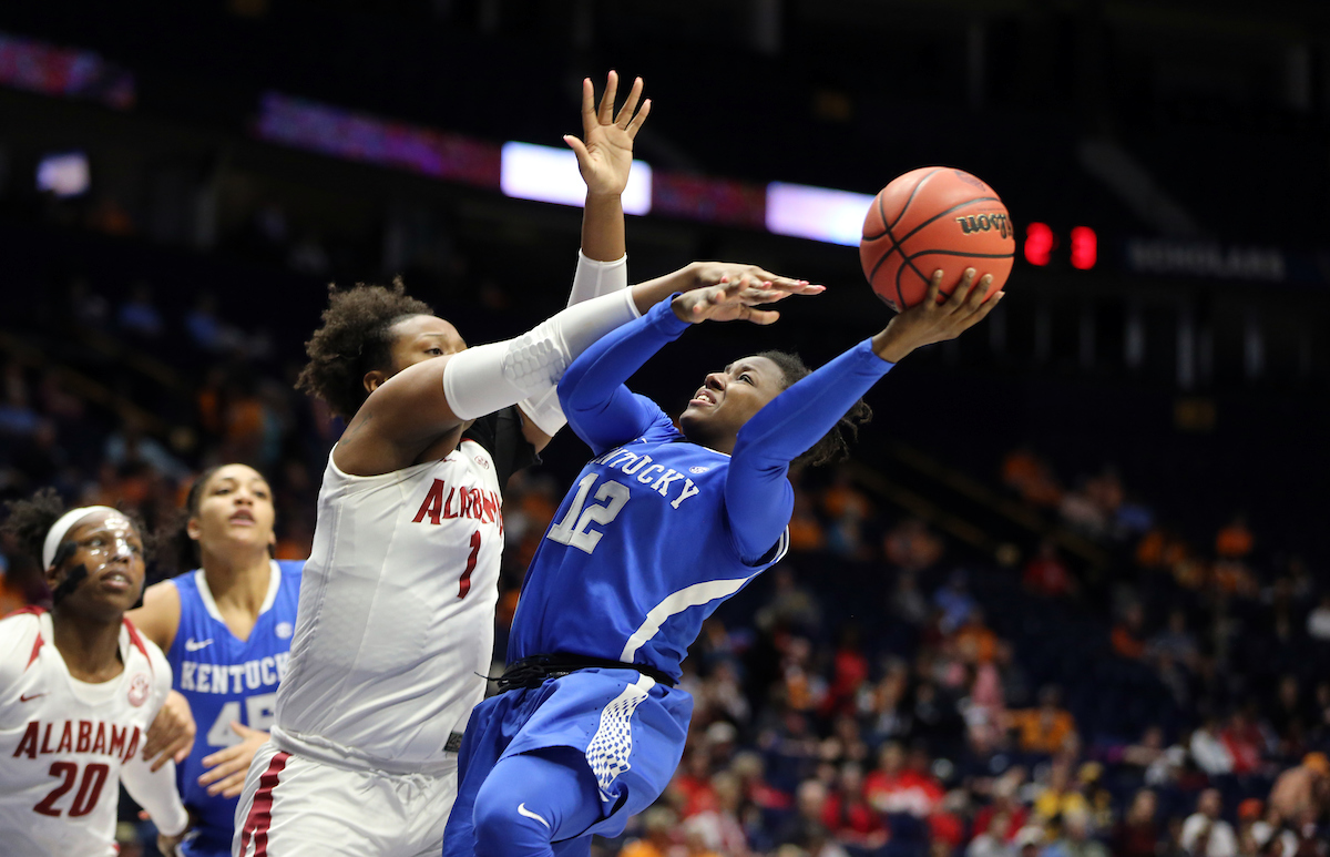 Amanda Paschal

The University of Kentucky women's basketball team beat Alabama in the SEC Tournament on Thursday, March 1, 2018 at Bridgestone Arena in Nashville, TN.

Photo by Britney Howard | UK Athletics