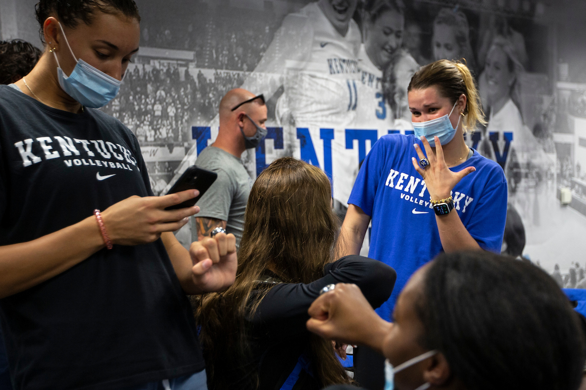 Kentucky Volleyball receives their National Championship rings.

Photo by Grace Bradley | UK Athletics