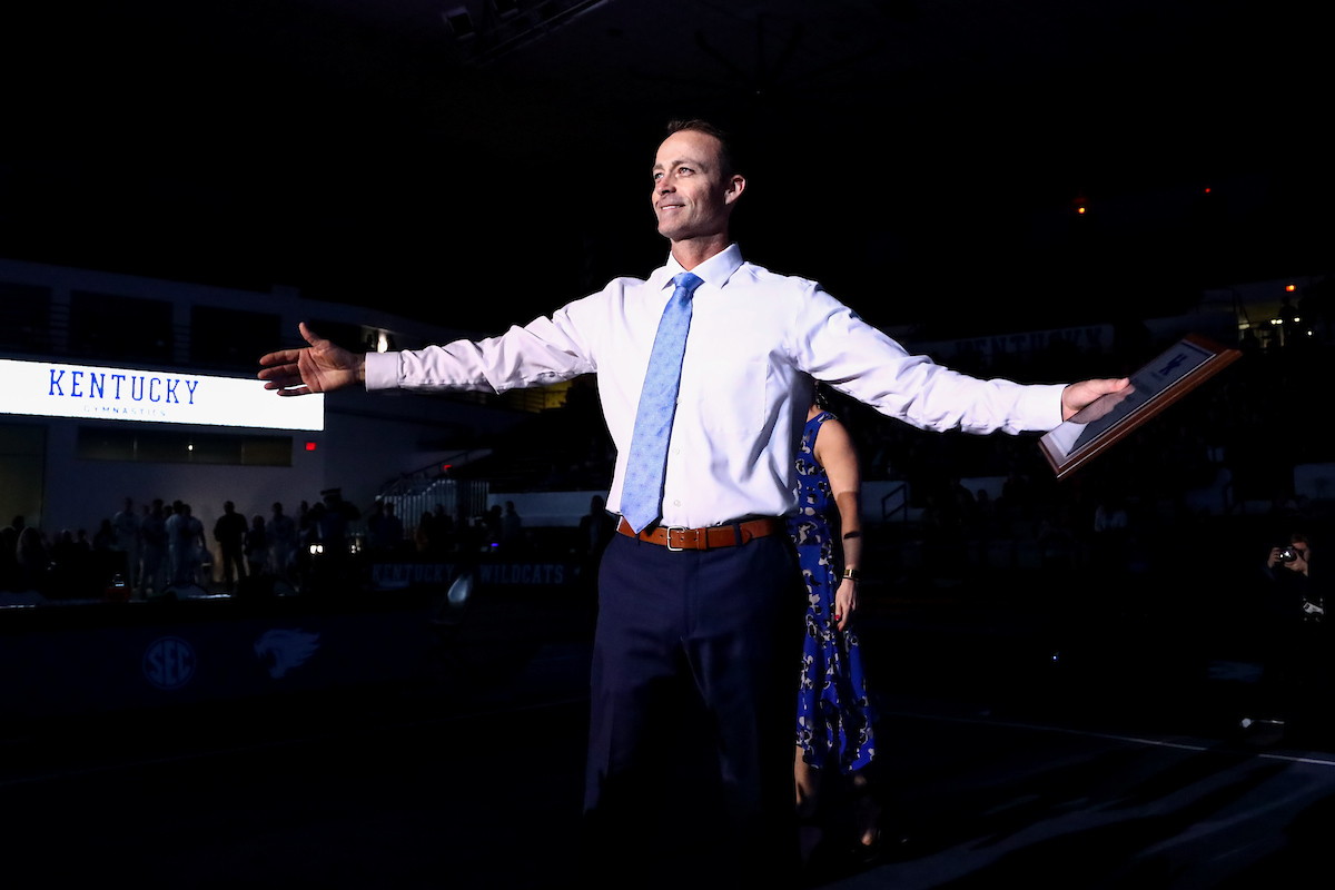 Tim Garrison. 

Kentucky falls to Georgia 197.050-196.825.

Photo by Eddie Justice | UK Athletics