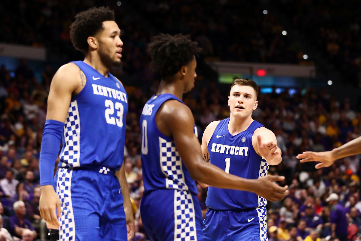 EJ Montgomery. Ashton Hagans. Nate Sestina.

Kentucky beat LSU 79-76.

Photo by Chet White | UK Athletics