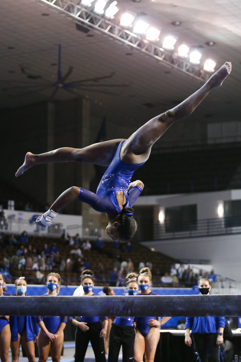 Cally Nixon.

Kentucky falls to Alabama 196.775 - 196.350.

Photo by Hannah Phillips | UK Athletics