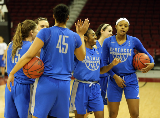 The Kentucky women's basketball team practiced prior to its game at South Carolina on Sunday. 