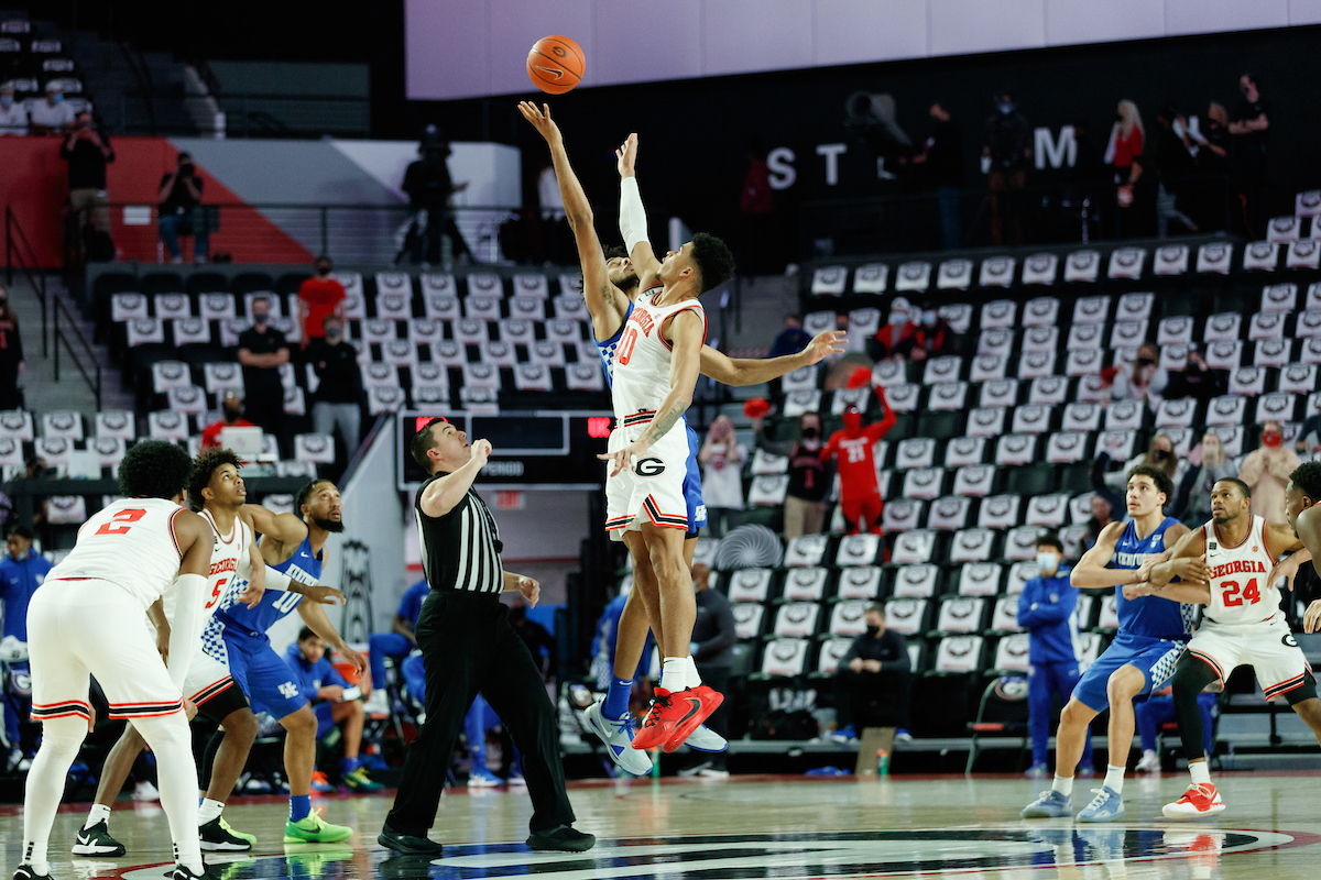 Tipoff. Olivier Sarr.

Kentucky falls to Georgia, 63-62.

Photo by Elliott Hess | UK Athletics