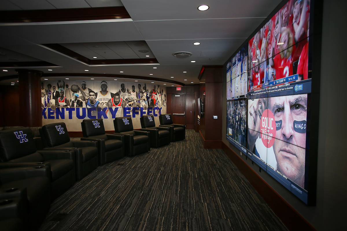 UK men's basketball locker room in the Joe Craft Center.

Photo by Chet White | UK Athletics