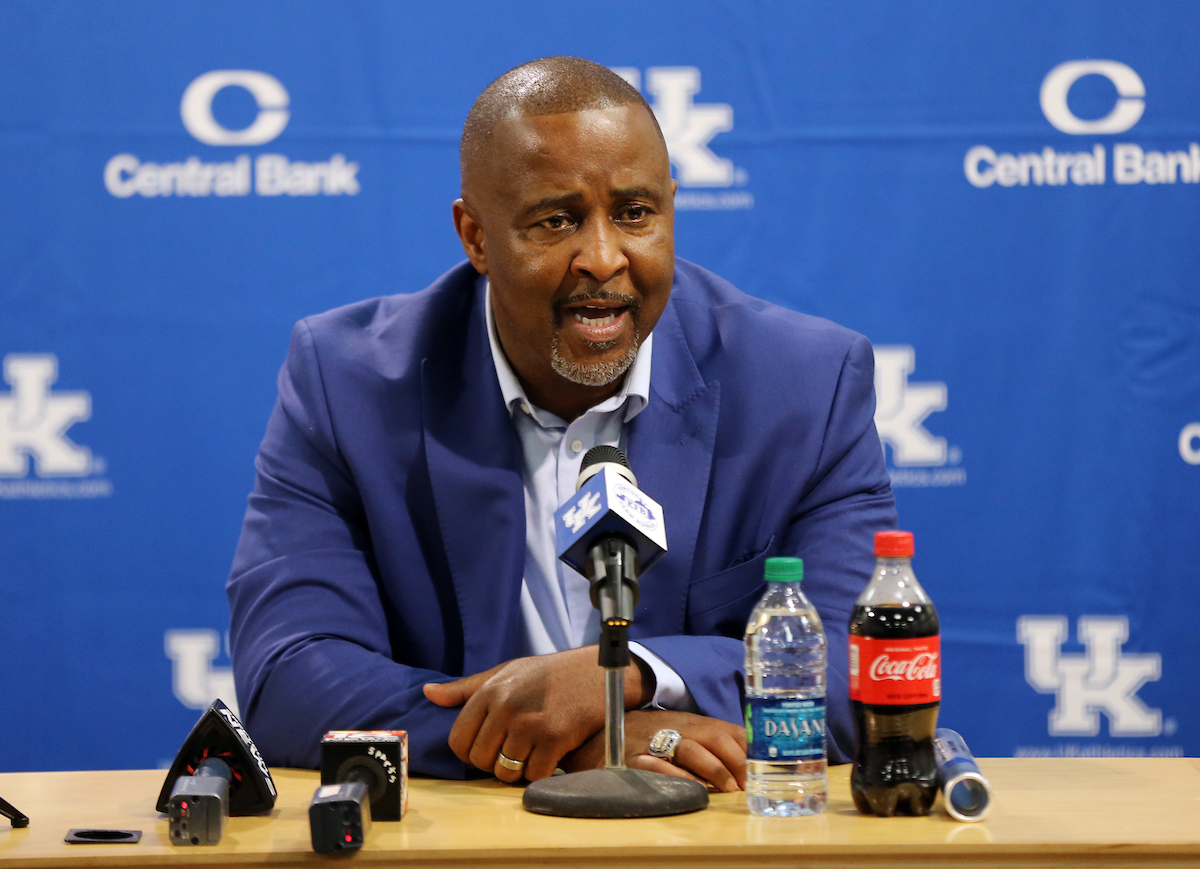 Mitch Barnhart announces new head Track and Field coach Lonnie Greene. 

Photo by Britney Howard | UK Athletics
