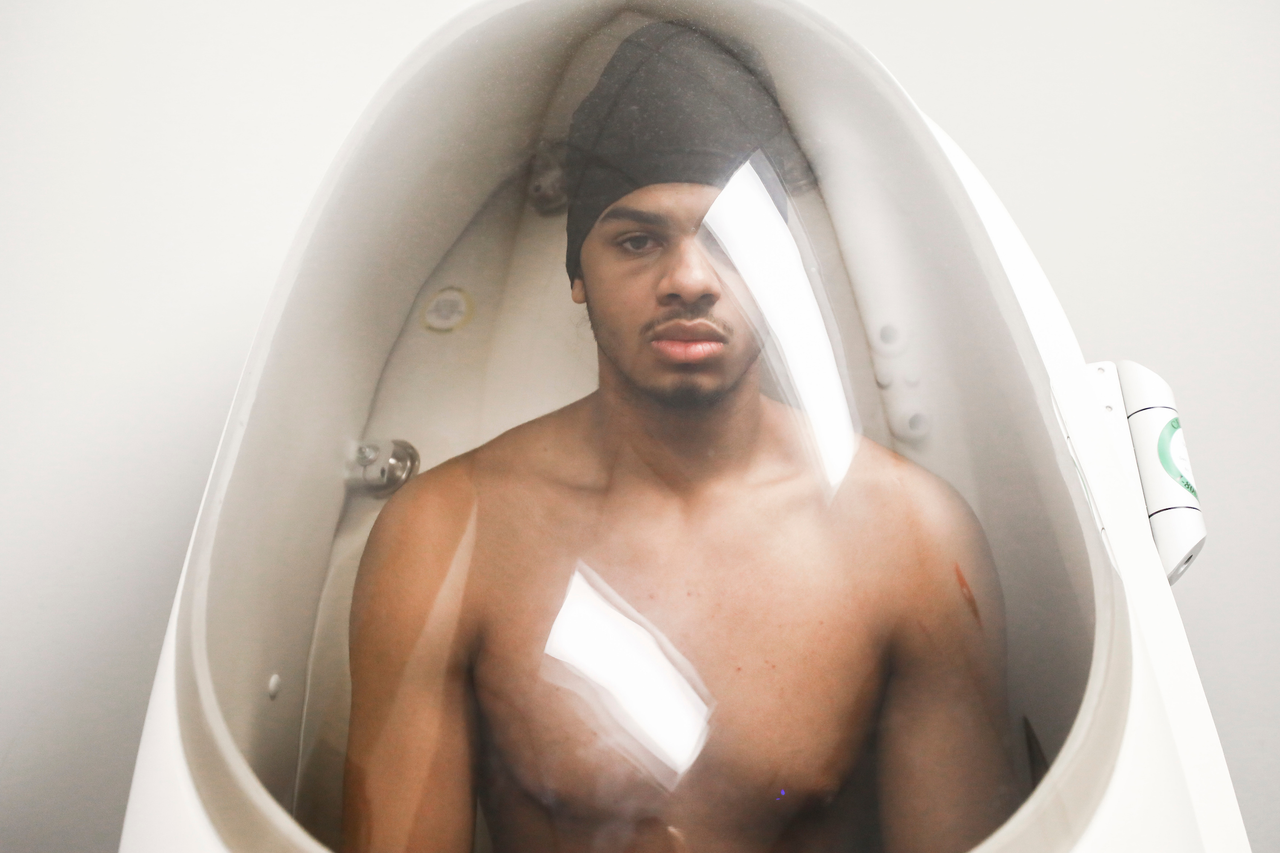 Bryce Hopkins.

The UK men's basketball team at the University of Kentucky Sports Medicine Research Institute. 

Photo by Chet White | UK Athletics