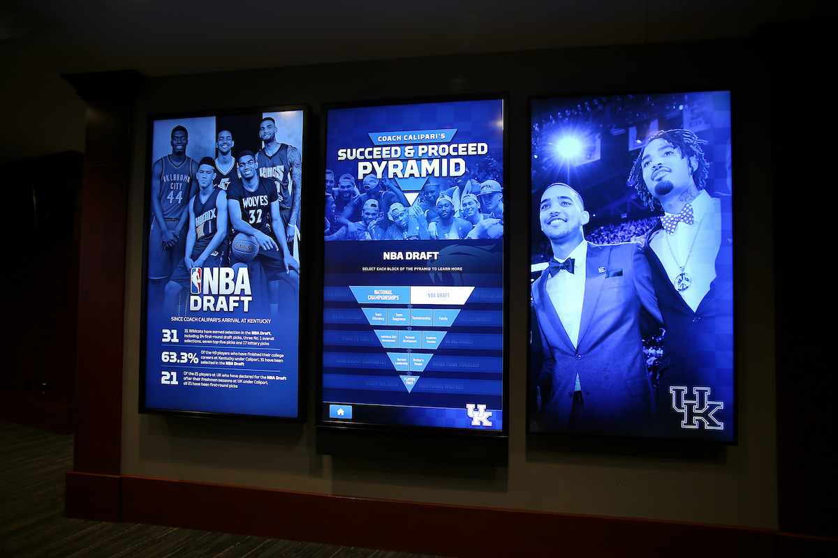 UK men's basketball locker room in the Joe Craft Center.

Photo by Chet White | UK Athletics