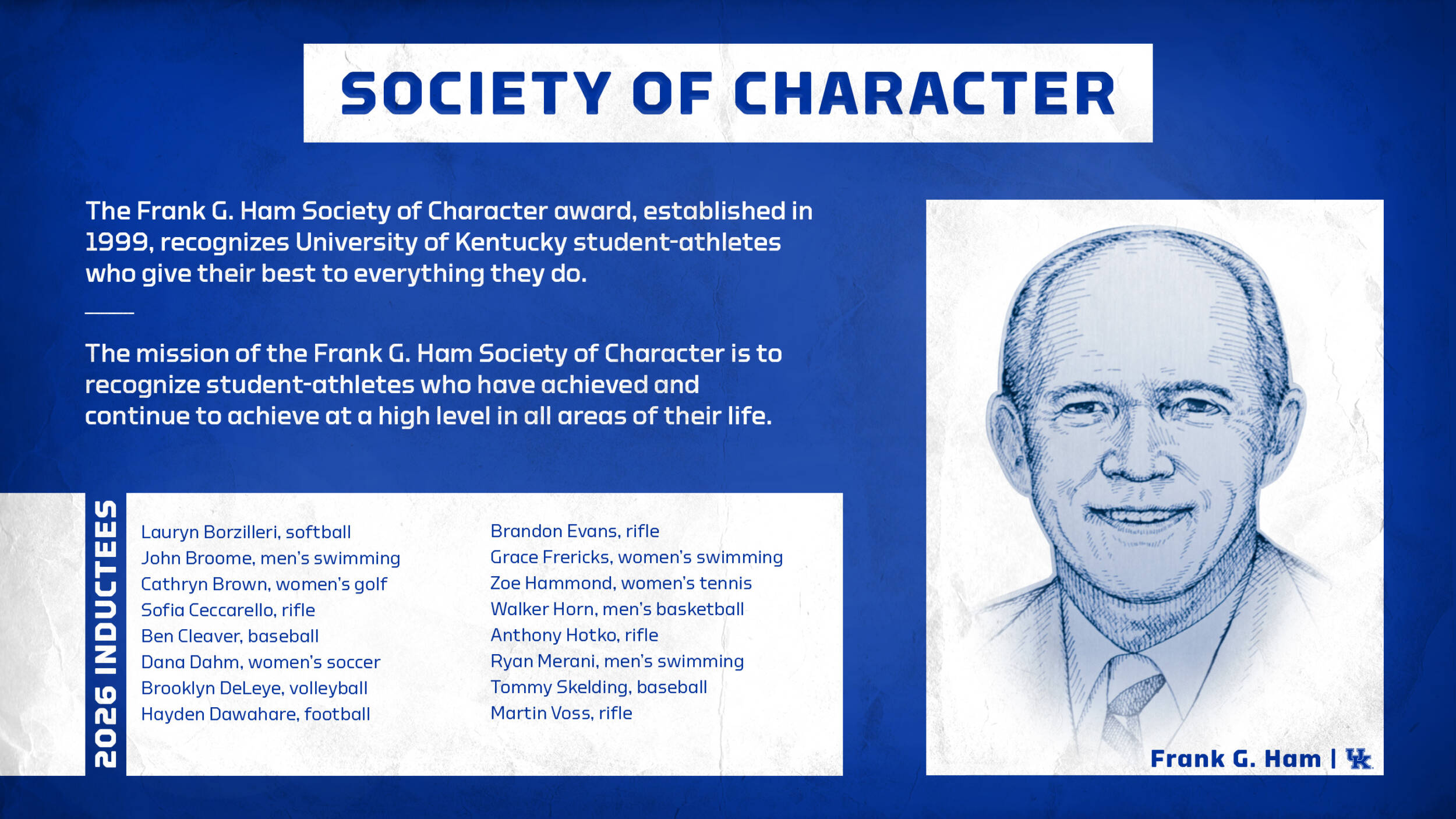 16 Student-Athletes to be Inducted into Frank G. Ham Society of Character
