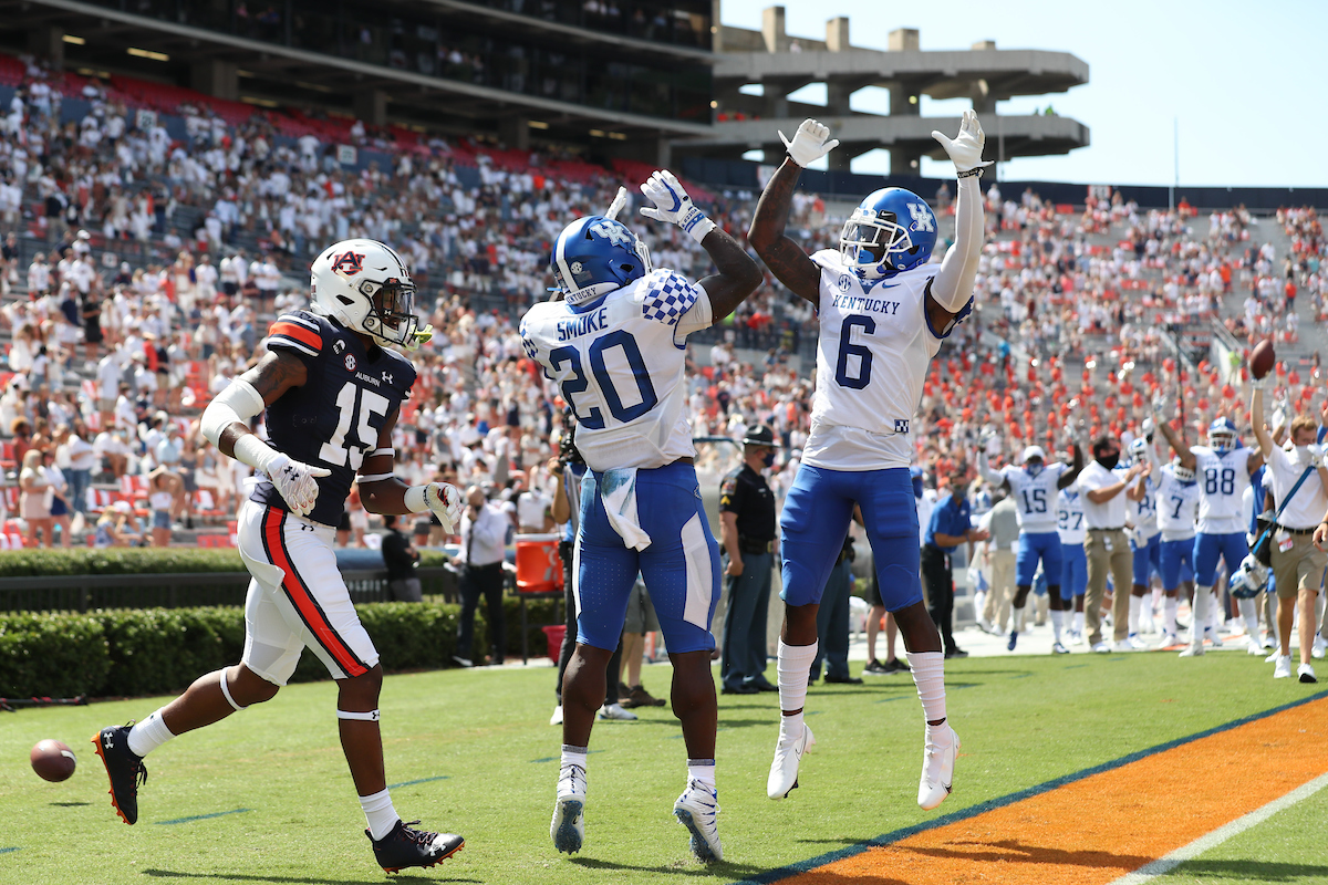 Kavosiey Smoke. Josh Ali.

Kentucky falls to Auburn, 13-29.

Photo by Elliott Hess | UK Athletics