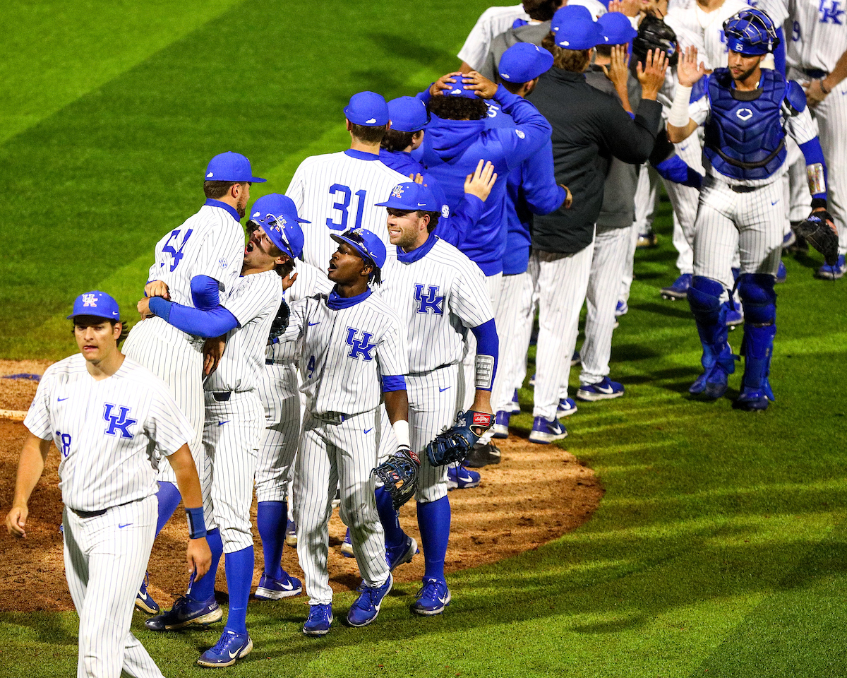 Celebration.

Kentucky beats Florida 7-5. 

Photo by Eddie Justice | UK Athletics