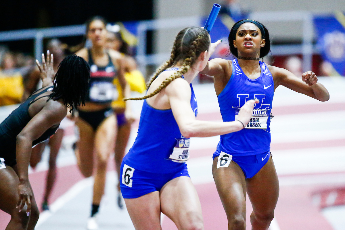 Masai Russell. Abby Steiner.

Day two of the 2019 SEC Indoor Track and Field Championships.

Photo by Chet White | UK Athletics