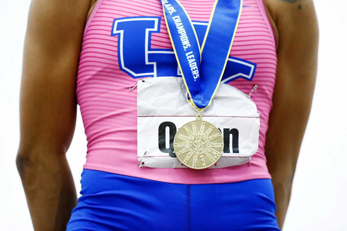 Jasmine Camacho Quinn.

The University of Kentucky track and field team competes in day two of the 2018 SEC Indoor Track and Field Championships at the Gilliam Indoor Track Stadium in College Station, TX., on Sunday, February 25, 2018.

Photo by Chet White | UK Athletics