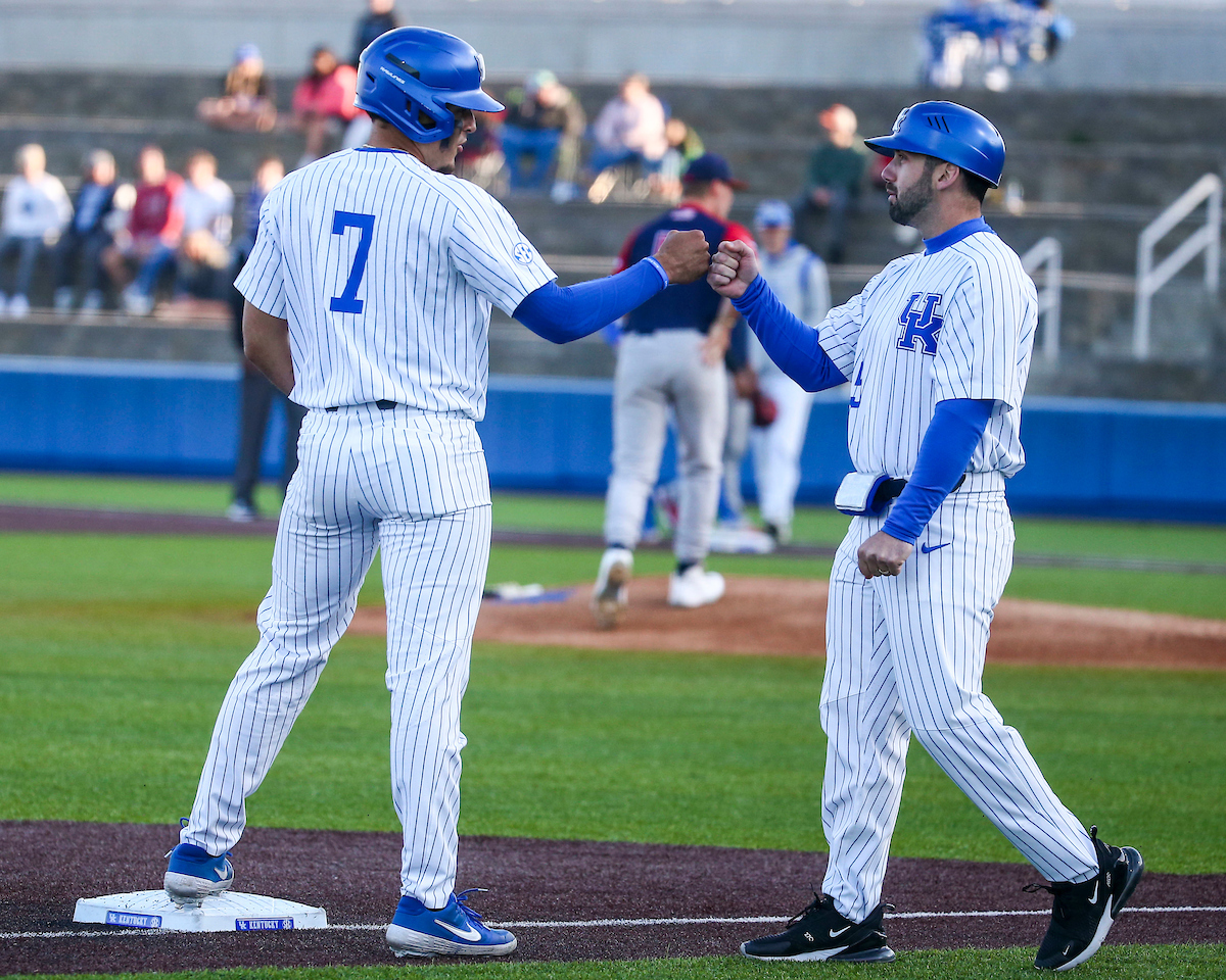 Devin Burkes. Coach Nick Ammirati.

Kentucky defeats Dayton 12-1.

Photo by Sarah Caputi | UK Athletics