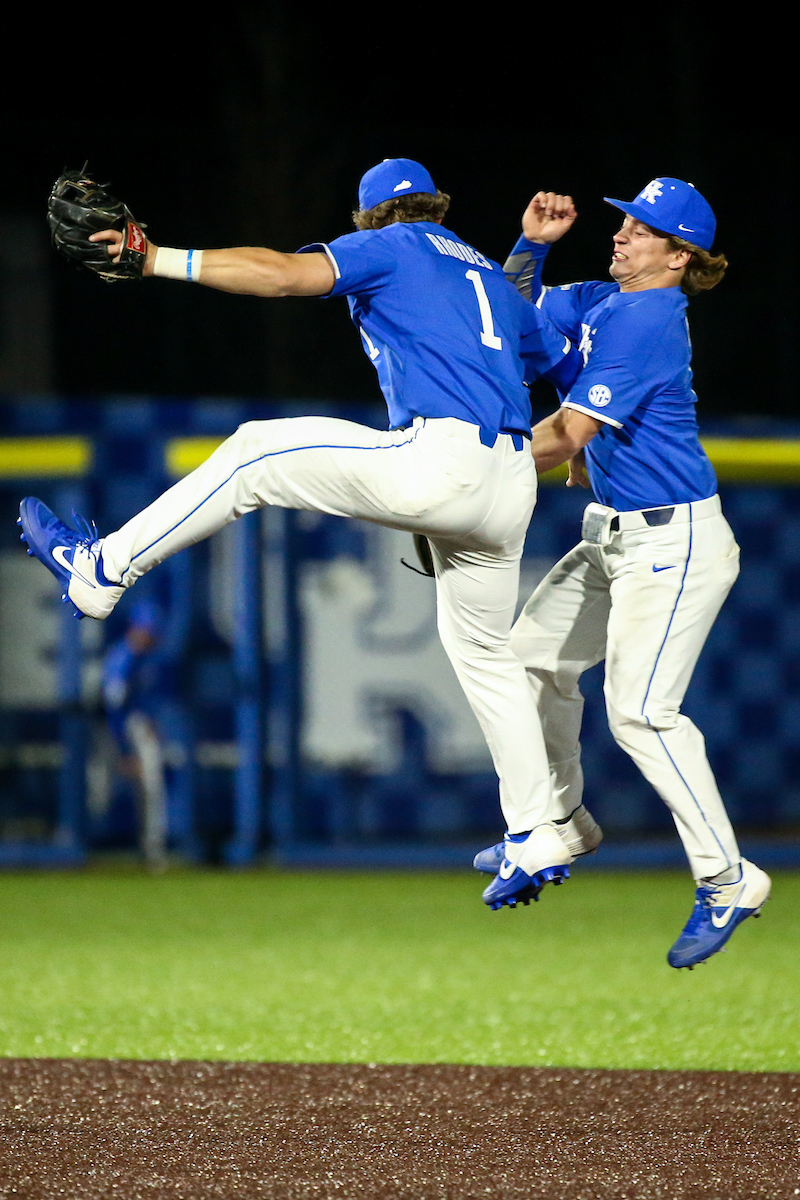 Celebration. 

Kentucky beat Southeast Missouri State 9-4.

Photo by Eddie Justice | UK Athletics