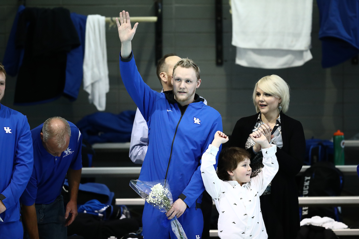 The UK men's and women's swim and drive teams beat Louisville on Senior Day at the Lancaster Aquatic Center on Saturday, January 26, 2019.

Photo by Elliott Hess | UK Athletics