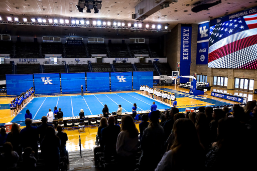 National Anthem.

Kentucky Stunt blue and white scrimmage. 

Photo by Eddie Justice | UK Athletics