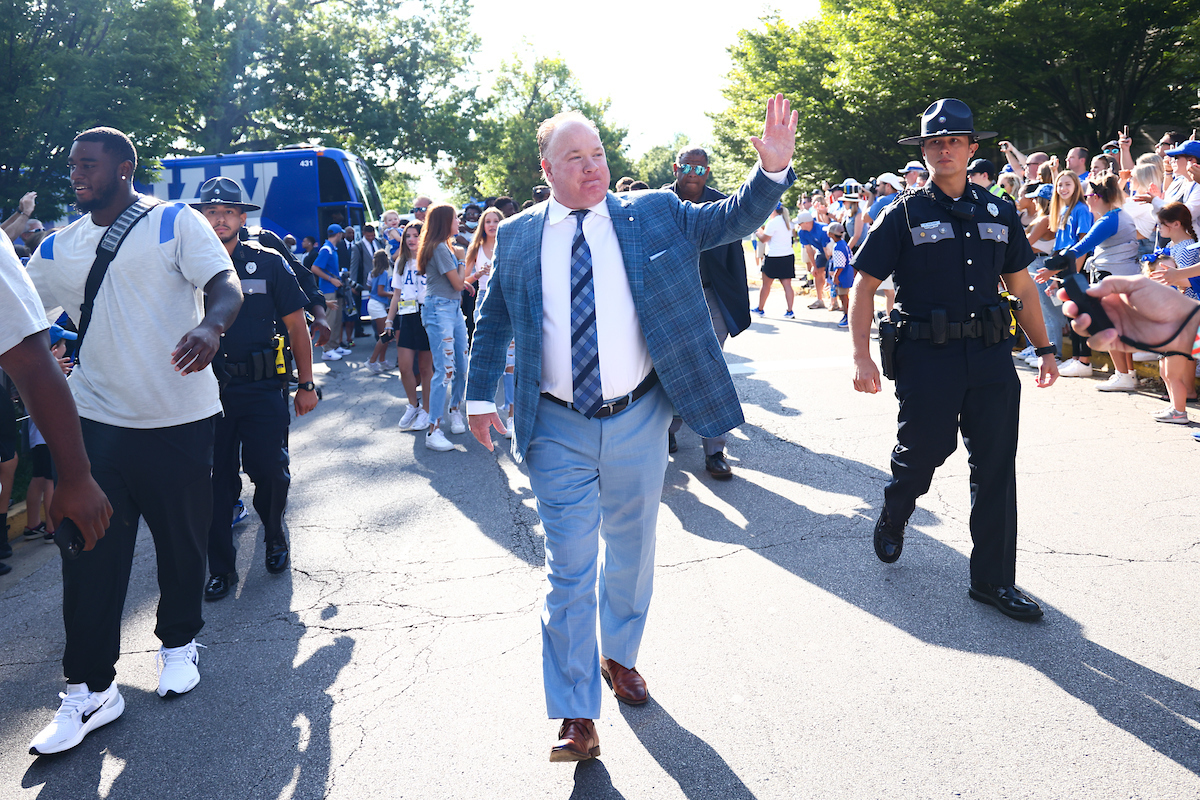 Coach Stoops.

UK beat ULM 45-10.

Photo by Elliott Hess | UK Athletics