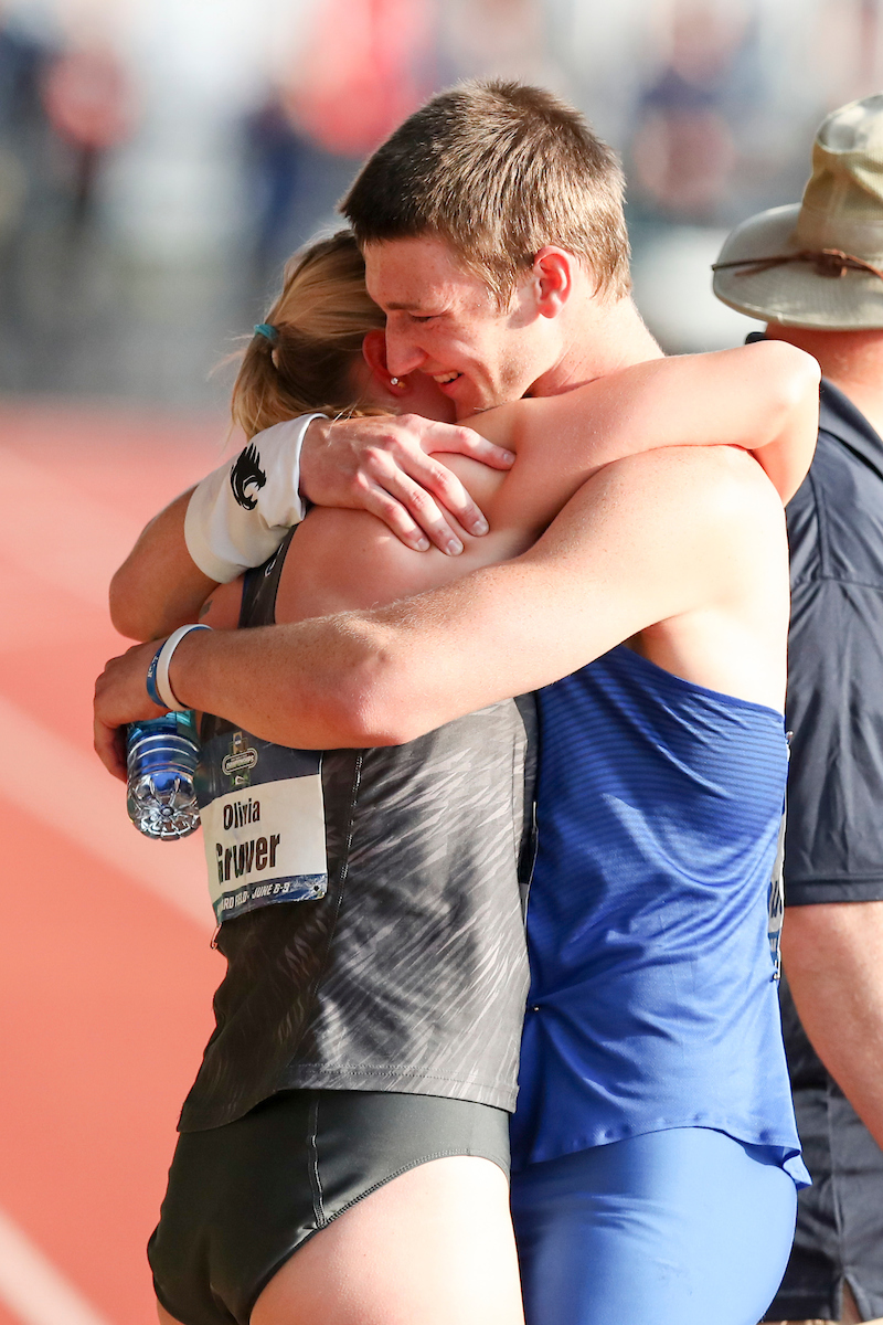 Olivia Gruver. Tim Duckworth.

Day two of the NCAA Track and Field Outdoor National Championships. Eugene, Oregon. Thursday, June 7, 2018.

Photo by Elliott Hess | UK Athletics