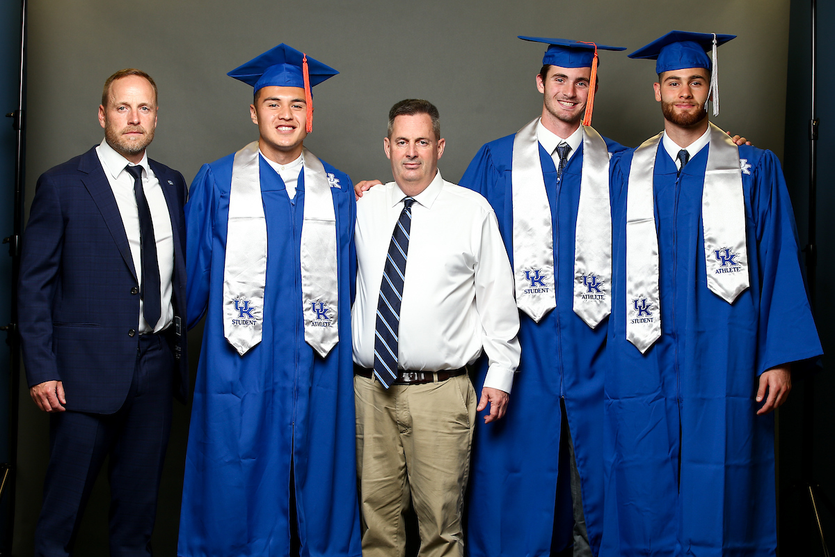 Johan Cedergren. Leon Jones. Mike Haley. Bailey Rouse. Enrique Facusse. 

2020-21 Graduation.

Photo by Eddie Justice | UK Athletics