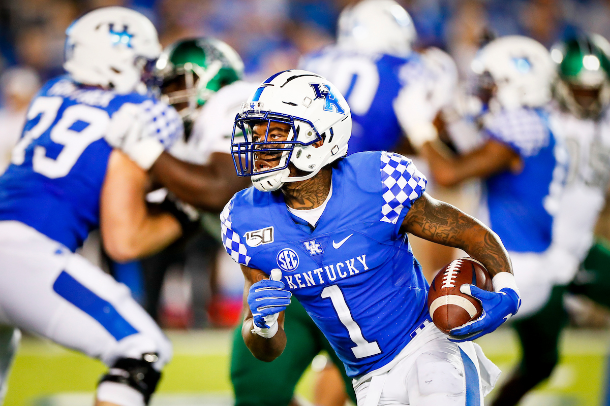 Lynn Bowden. 

UK beat EMU 38-17.

Photo by Chet White | UK Athletics