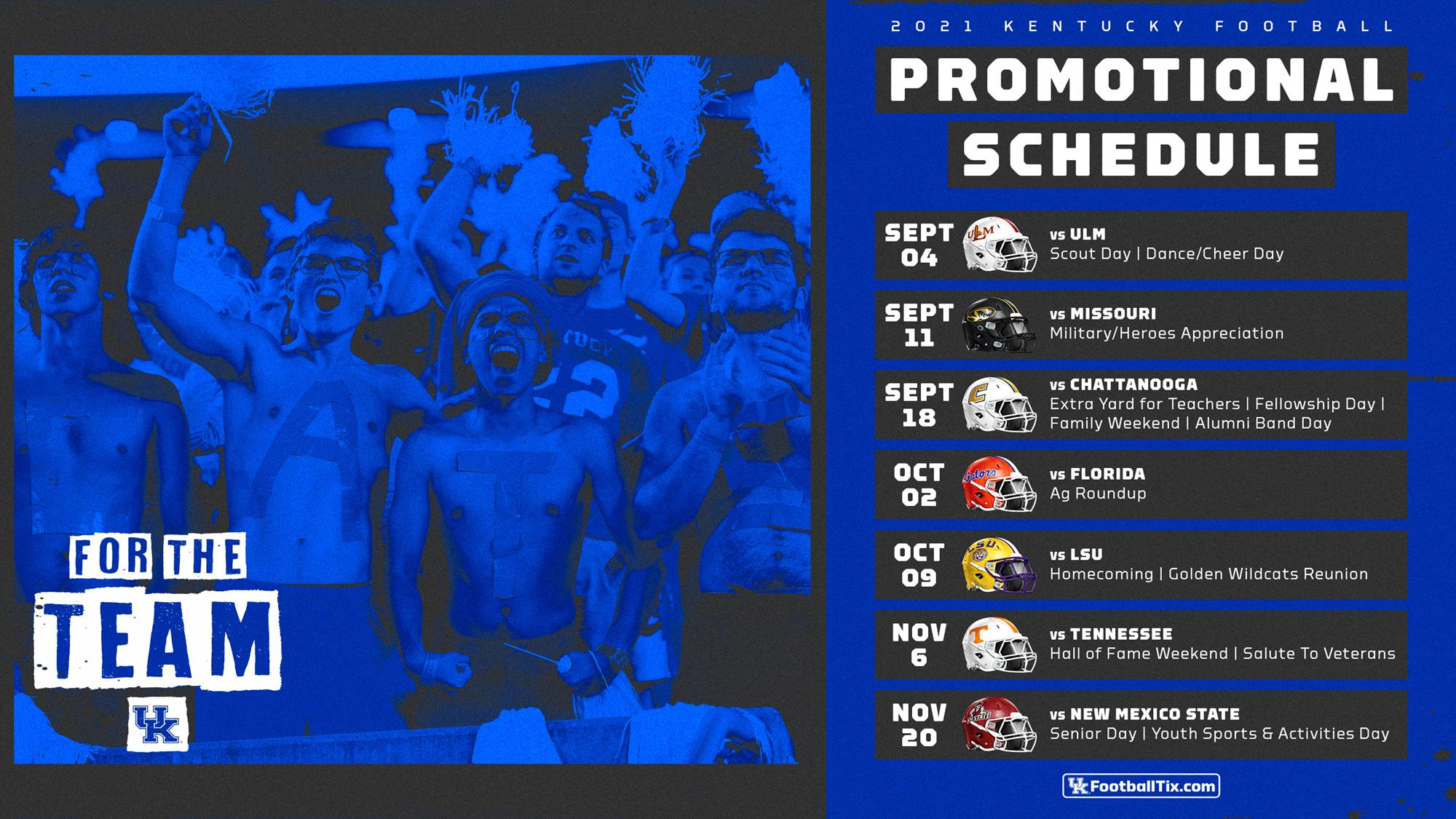 Single Game Sales & Promotional Schedule Announced for 2021 UK Football Season