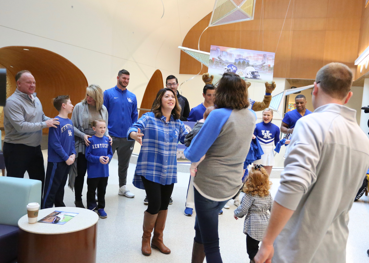 Liz Shemwell.

Sarah Howard and her family are presented with a vacation trip to the 2019 VRBO Citrus Bowl to cheer on the Kentucky Wildcats.

Photo by Noah J. Richter | UK Athletics