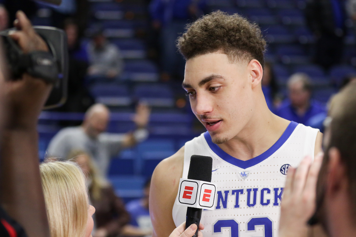 Reid Travis. 

The UK men's basketball team beat Kansas 71-63 at Rupp Arena on Saturday, January 26, 2019.

Photo by Eddie Justice | UK Athletics