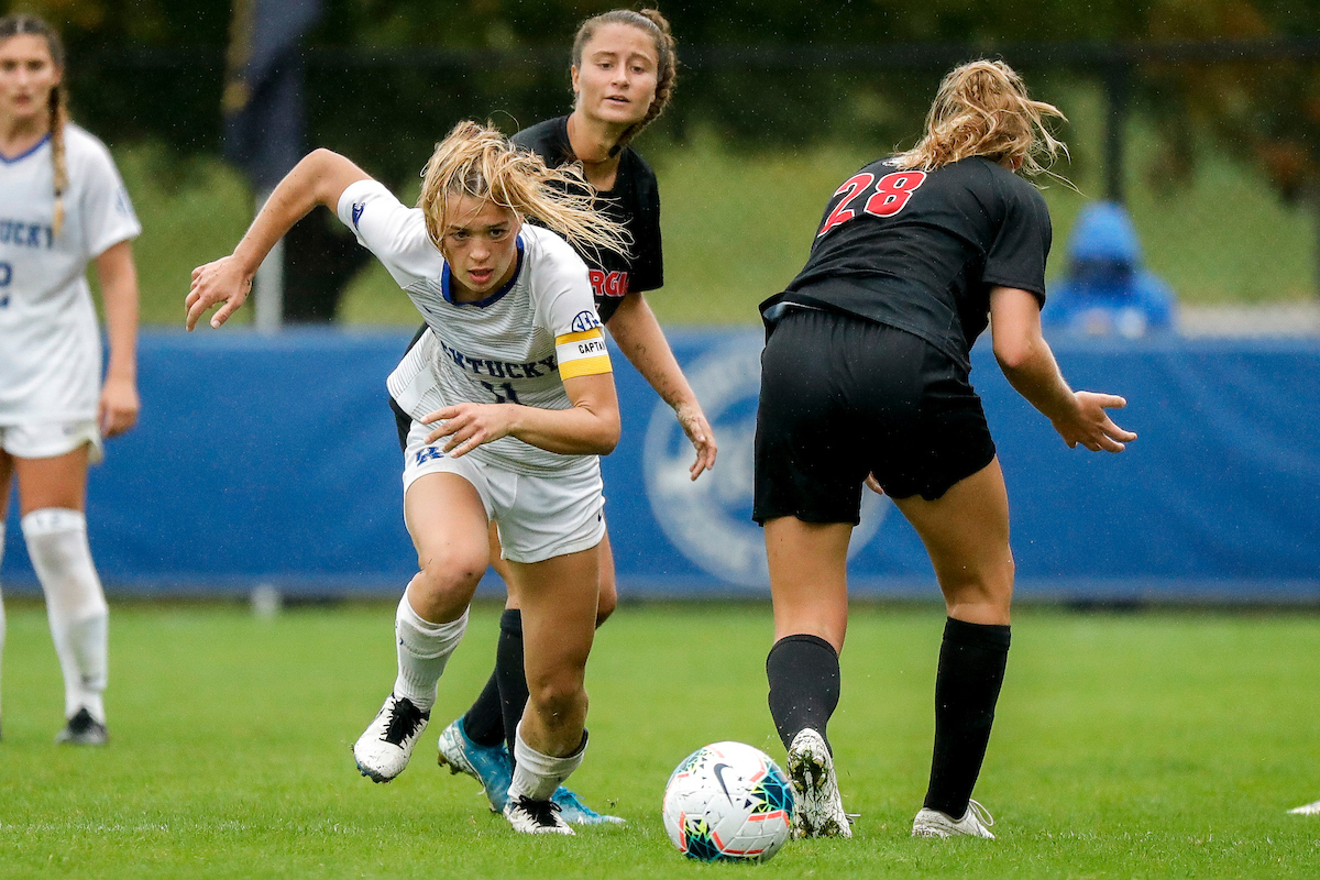 Julia Grosso.

UK women’s soccer tied Georgia 1-1 in double OT on Sunday, October 11, 2020, at The Bell in Lexington, Ky.

Photo by Chet White | UK Athletics