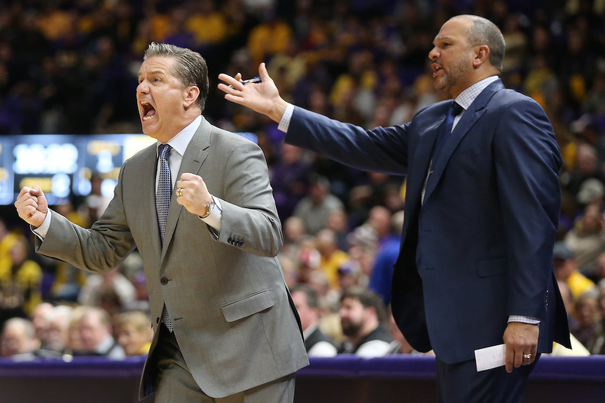 John Calipari. Tony Barbee.

The University of Kentucky men's basketball team beat LSU 74-71 at the Pete Maravich Assembly Center in Baton Rouge, La., on Wednesday, January 3, 2018.

Photo by Chet White | UK Athletics