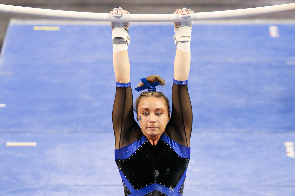 Shealyn Luksik.

Kentucky beats Auburn 196.225 - 194.550.

Photo by Hannah Phillips | UK Athletics