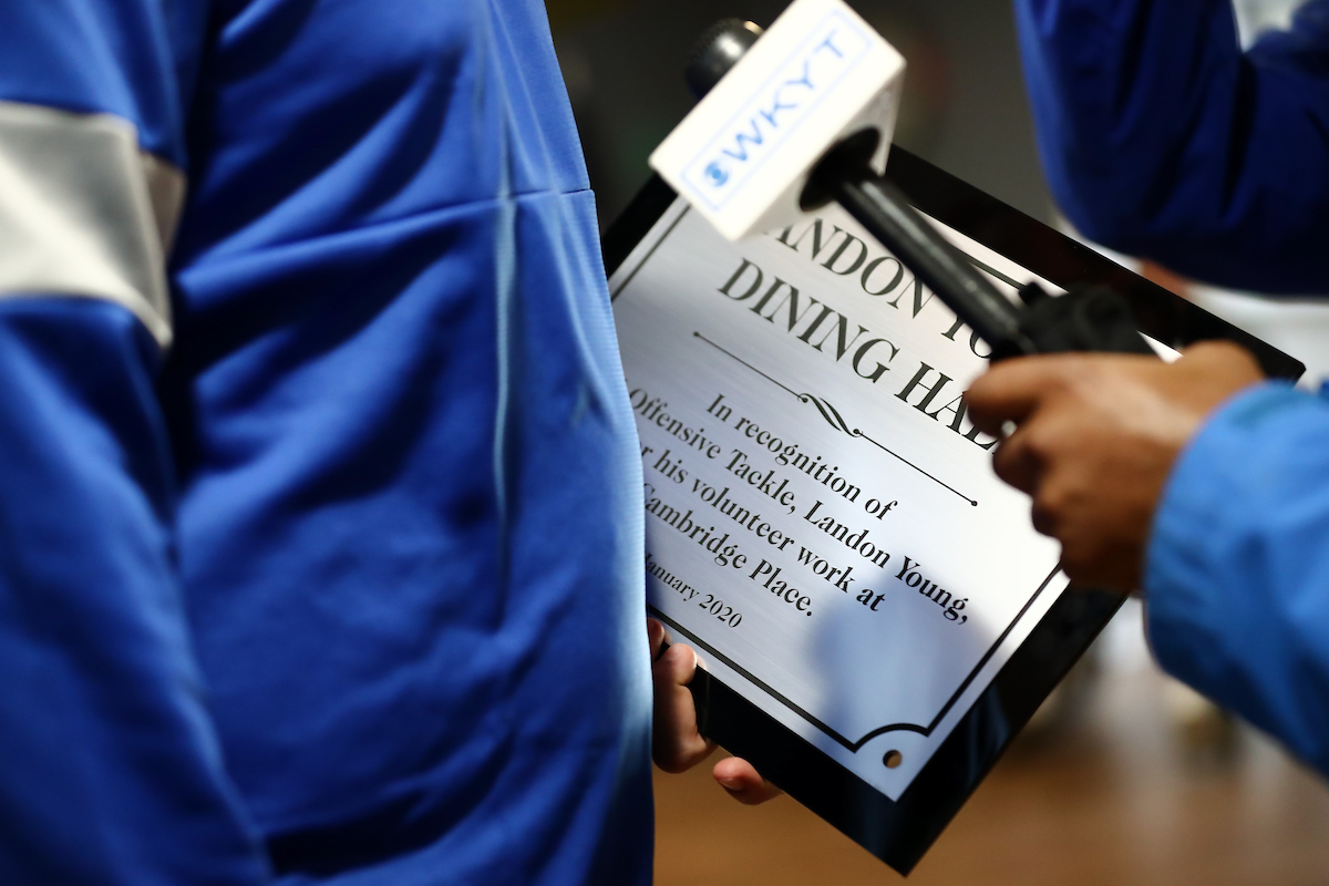 Cambridge Place named its dining hall the “Landon Young Dining Hall” for his support of the retirement home throughout his Wildcat career.  


Photo by Elliott Hess | UK Athletics