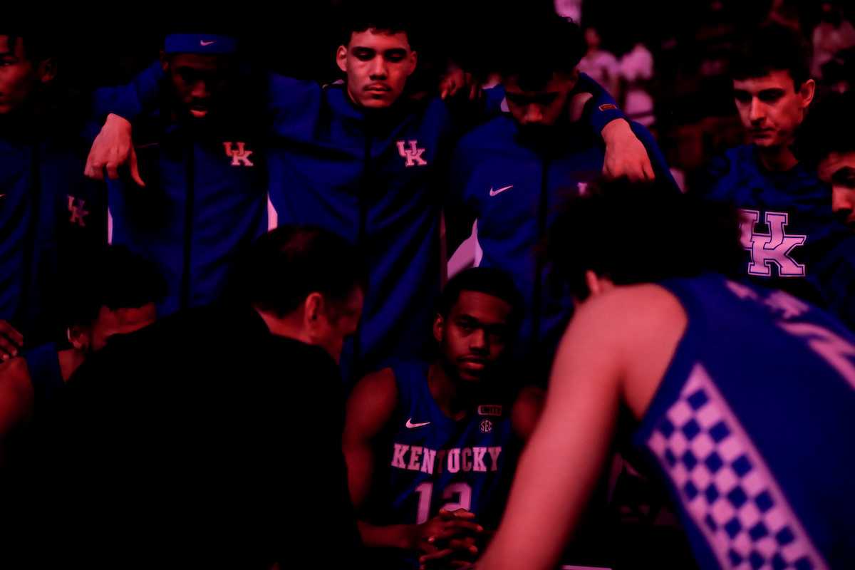 Keion Brooks Jr. John Calipari. Cam’Ron Fletcher. Isaiah Jackson Lance Ware. Jacob Toppin. Brennan Canada. 

Kentucky loses to Alabama, 70-59.

Photo by Chet White | UK Athletics