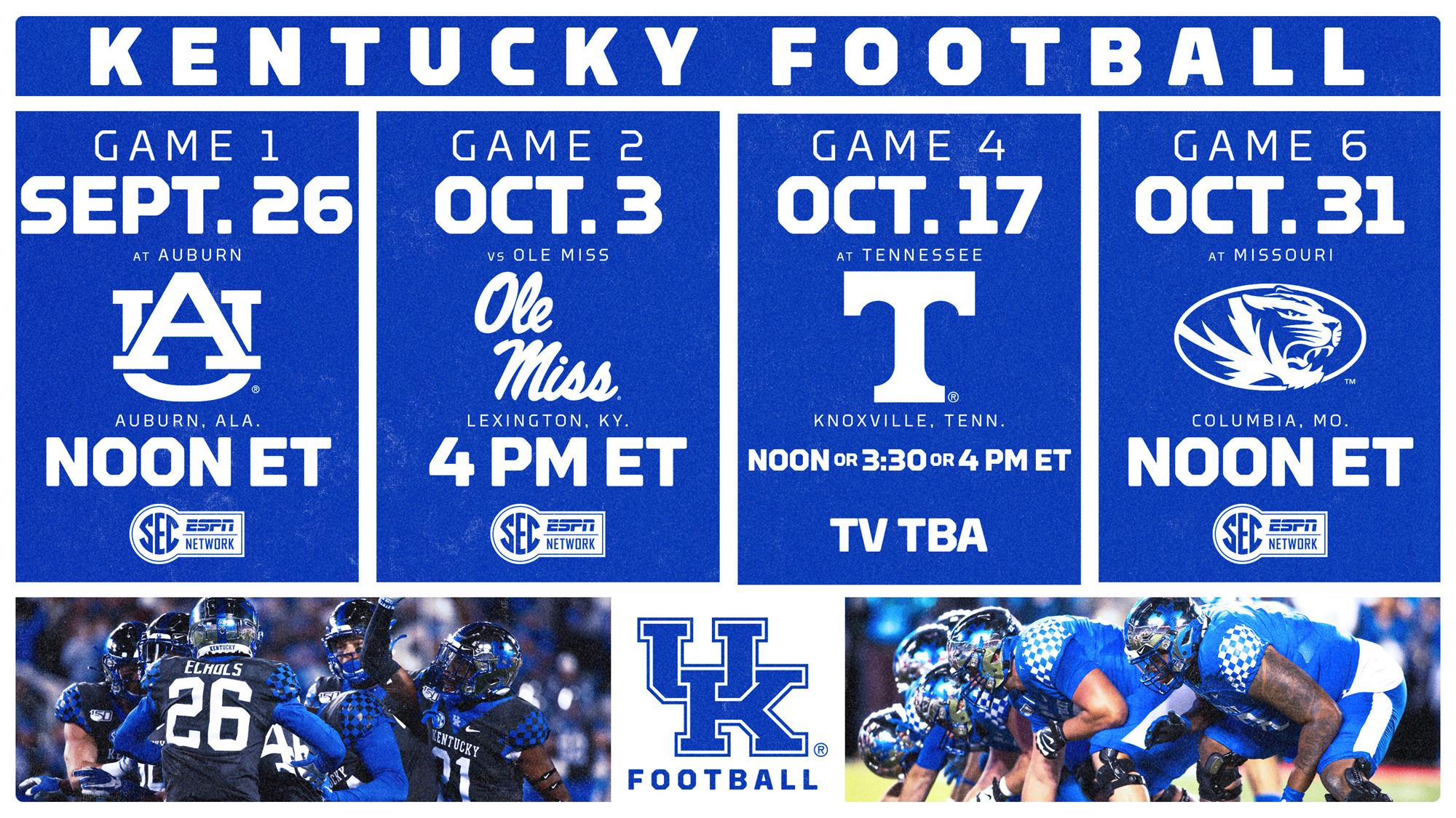 Kickoff Times, TV Selections Announced for First Two UK Football Games