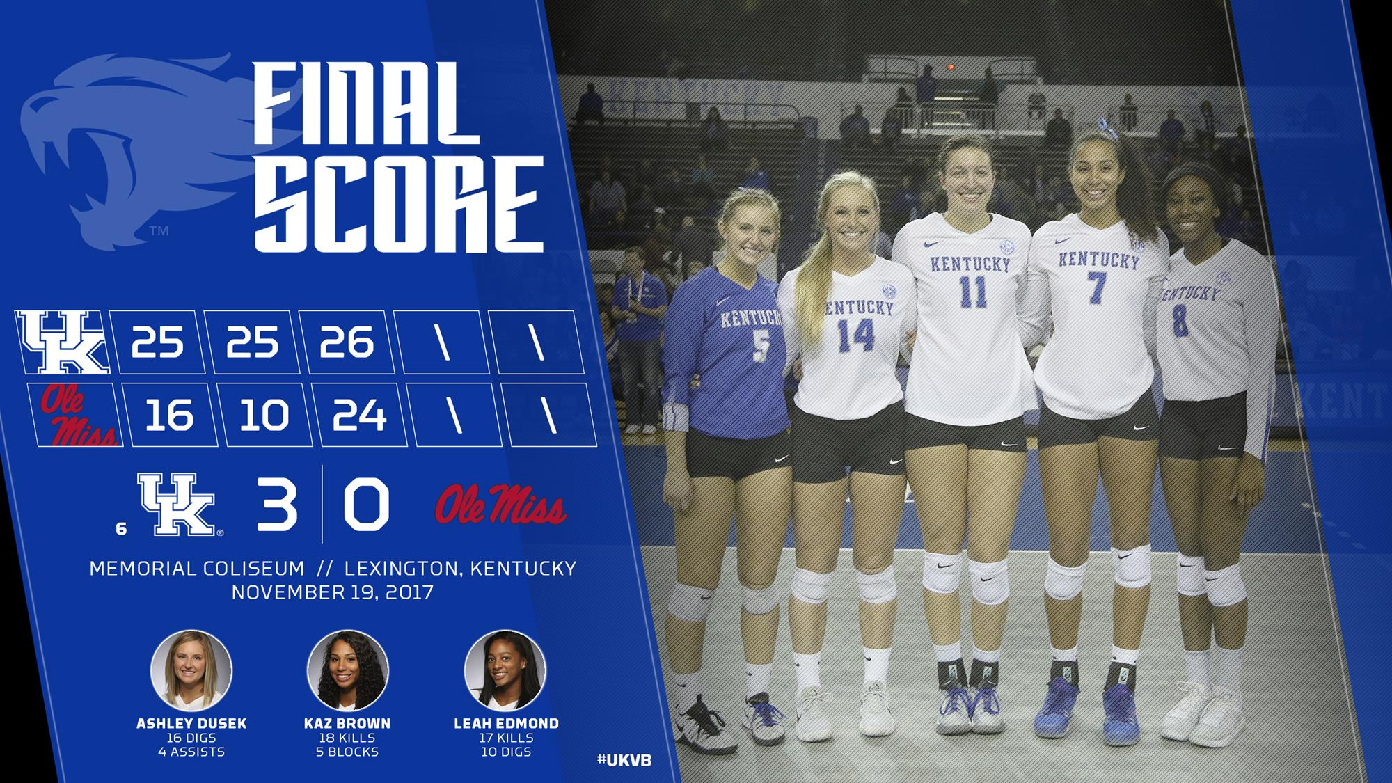 Records Fall as Wildcats Roll to 3-0 Sweep on Senior Day