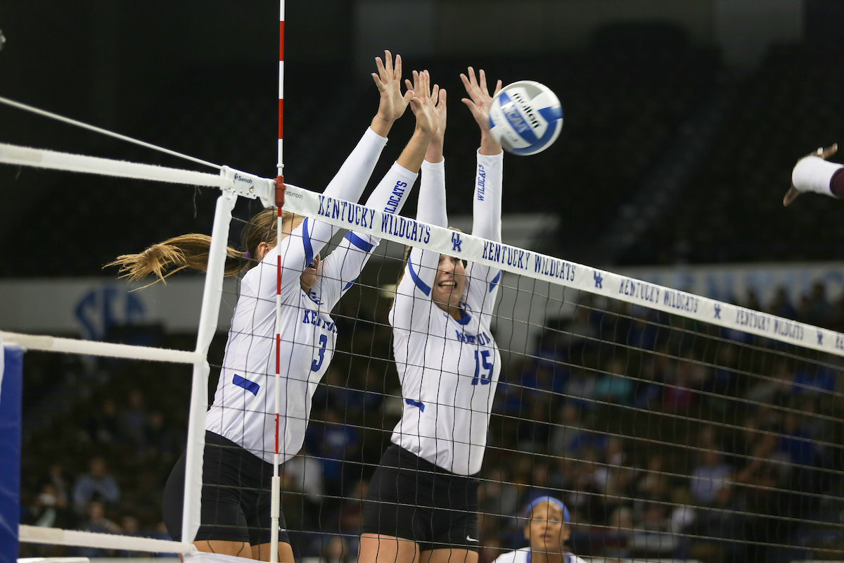 Brooke Morgan. Madison Lilley.

UK Volleyball sweeps Mississippi State 3-0 on Friday, November 9th, 2018 at Memorial Coliseum in Lexington, Ky.

Photo by Hannah Phillips