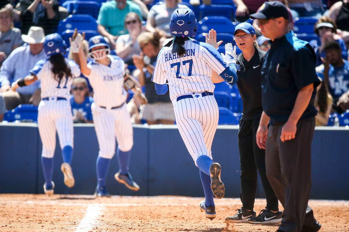 Meeko Harrison. Coach Kirstine Himes.

Kentucky defeats Mississippi State 9-5.

Photo by Sarah Caputi | UK Athletics