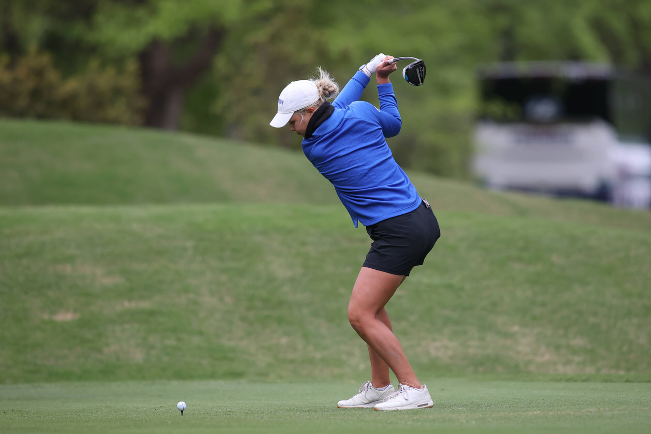 Rikke Svejgard Nielsen at the 2021 SEC Women's Golf Championship at Greystone Golf & Country Club in Birmingham, Alabama.
