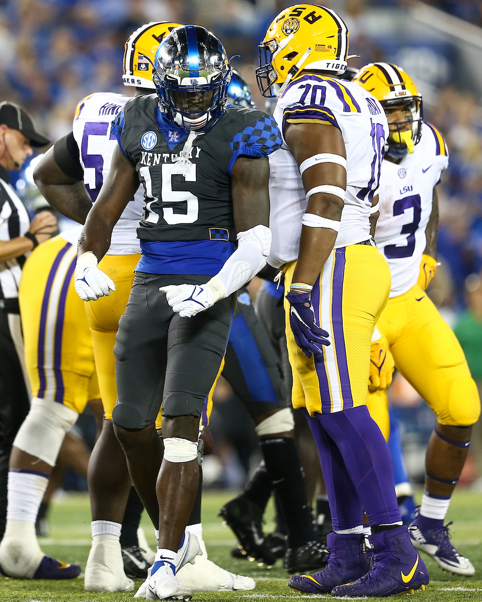 Jordan Wright.

UK beat LSU 42-21.

Photo by Grace Bradley | UK Athletics