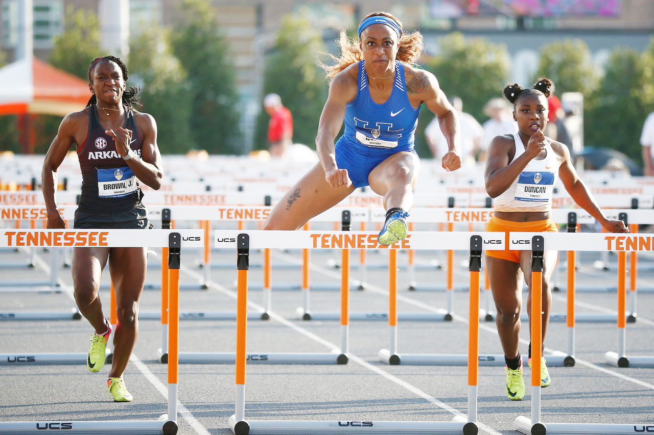 Jasmine Camacho-Quinn.

Day three of the 2018 SEC Outdoor Track and Field Championships on Sunday, May 13, 2018, at Tom Black Track in Knoxville, TN.

Photo by Chet White | UK Athletics