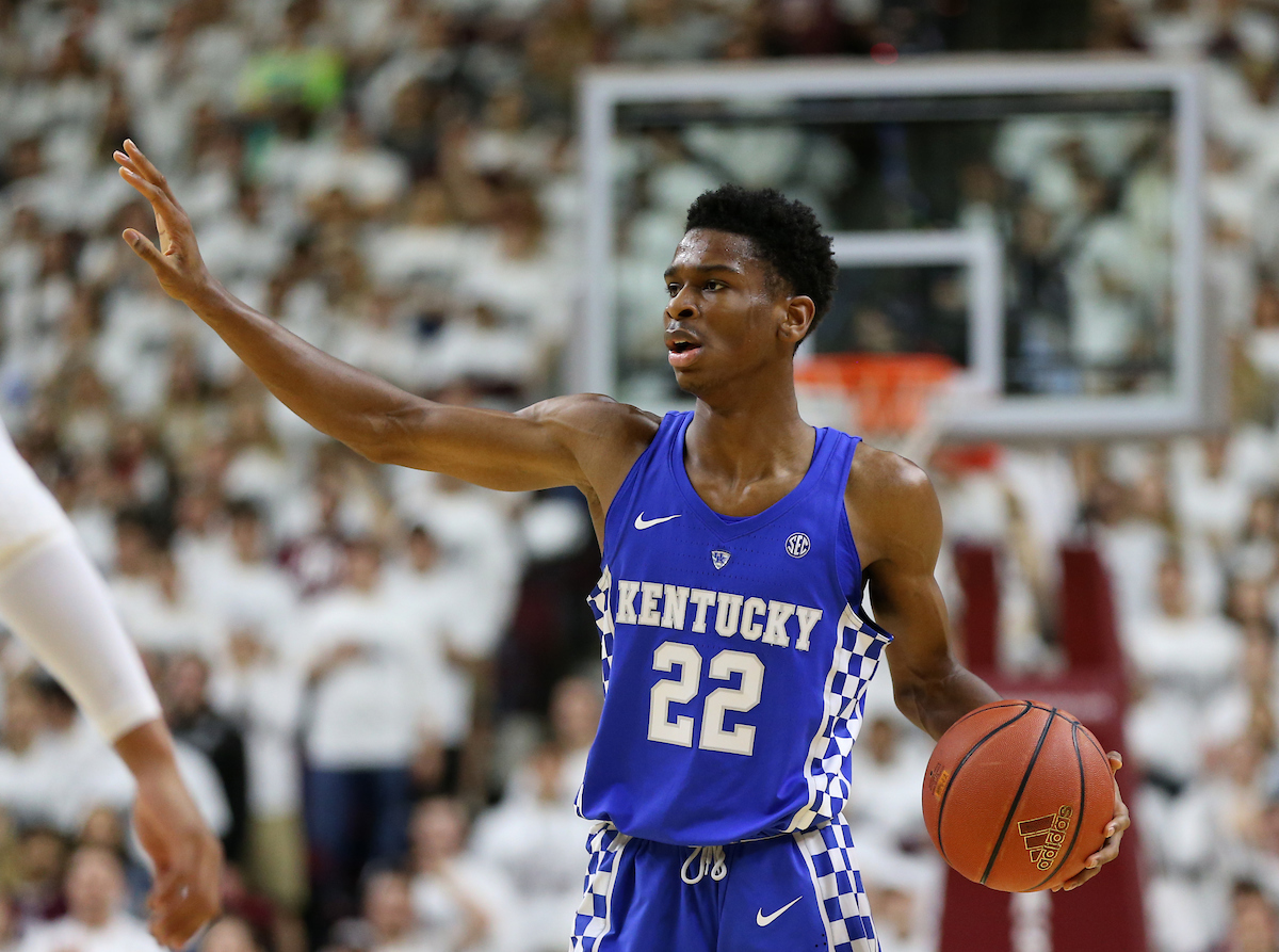 Shai Gilgeous-Alexander

The University of Kentucky men's basketball team is defeated by Texas A&M 85-74 on Saturday, February 10th, 2018 at Reed Arena in College Station, TX.


Photo By Barry Westerman | UK Athletics