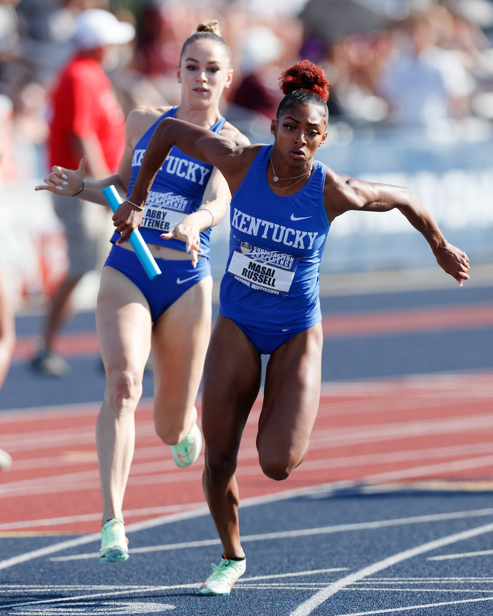 Abby Steiner. Masai Russell.

SEC Day 3.

Elliott Hess | UK Athletics