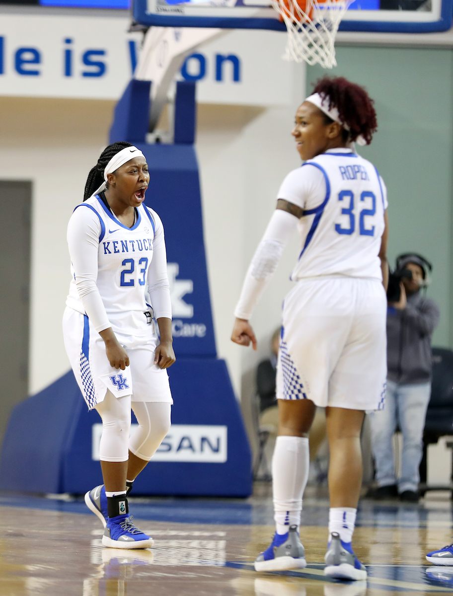 Jaida Roper, Kameron Roach

The UK women's basketball team falls to Texas A&M on Thursday, November 28, 2019.

Photo by Britney Howard | UK Athletics