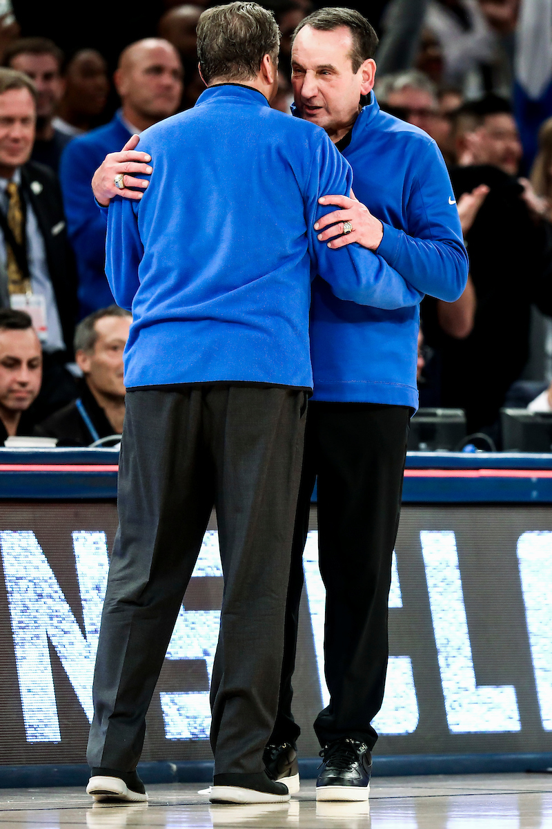 John Calipari. Mike Krzyewski.

Kentucky loses to Duke 79-71 in the Champions Classic at Madison Square Garden in New York on Nov. 9, 2021.

Photos by Chet White | UK Athletics