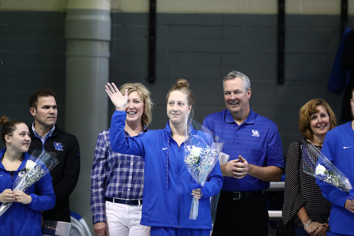 The UK men's and women's swim and drive teams beat Louisville on Senior Day at the Lancaster Aquatic Center on Saturday, January 26, 2019.

Photo by Elliott Hess | UK Athletics