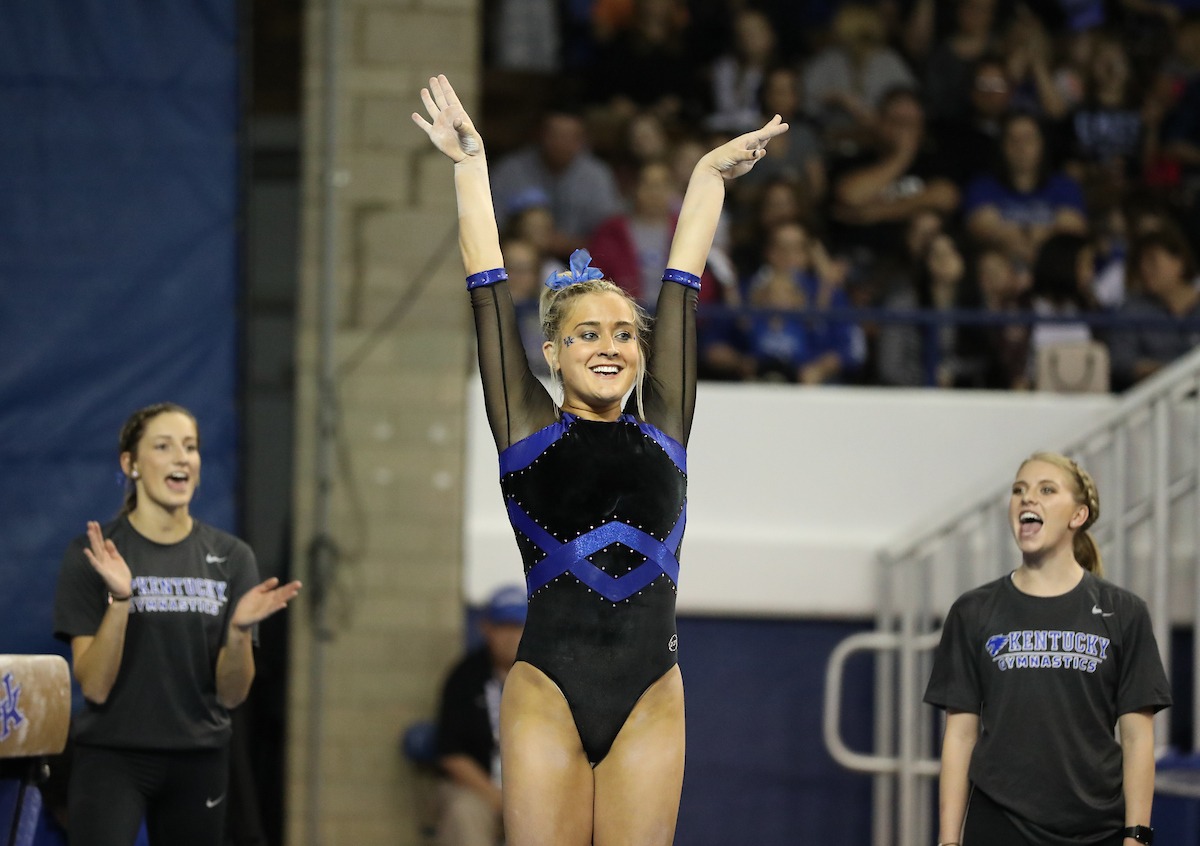 ALEX HYLAND.

The University of Kentucky gymnastics team defeats Missouri on Friday, February 23, 2018 at Memorial Coliseum in Lexington, Ky.

Photo by Elliott Hess | UK Athletics