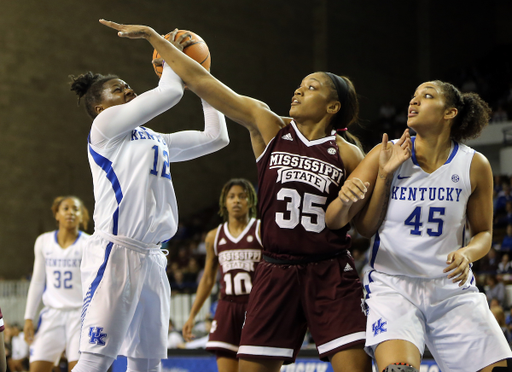 Alyssa Rice, Amanda Paschal

The University of Kentucky women's basketball team falls to Mississippi State on Senior Day on Sunday, February 25, 2018 at the Memorial Coliseum.

Photo by Britney Howard | UK Athletics